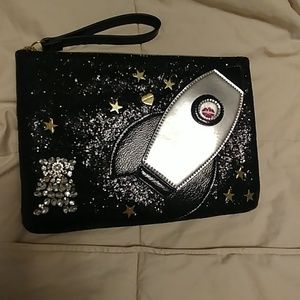 NWOT Betsey Johnson Rocket Glitter Large Wristlet